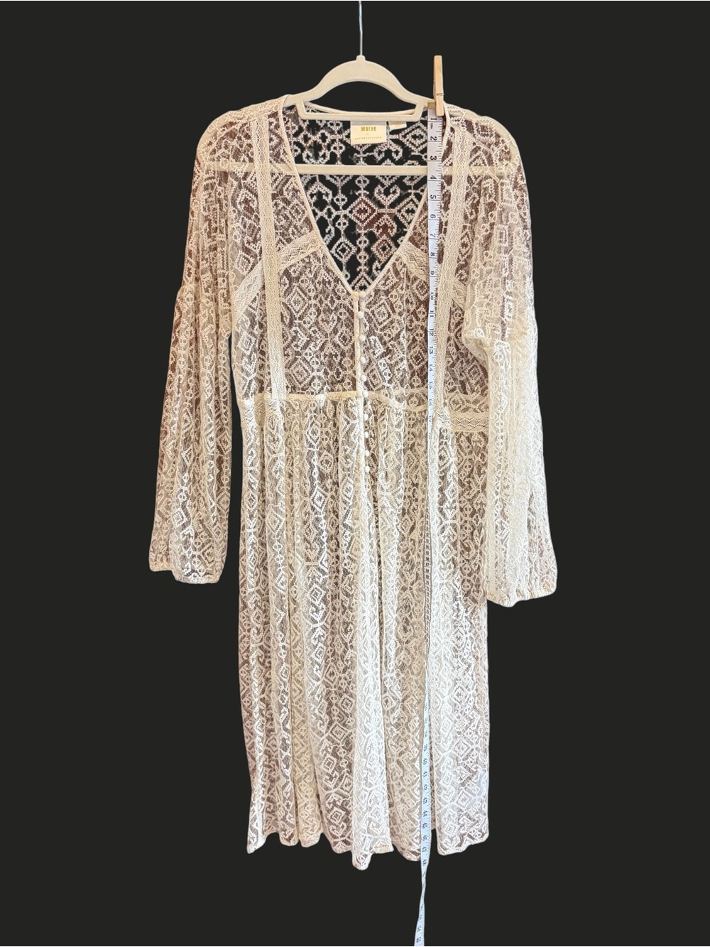 ANTHROPOLOGIE MAEVE San-Michel Lace Duster Dress Coverup Ivory White L - Picture 14 of 16